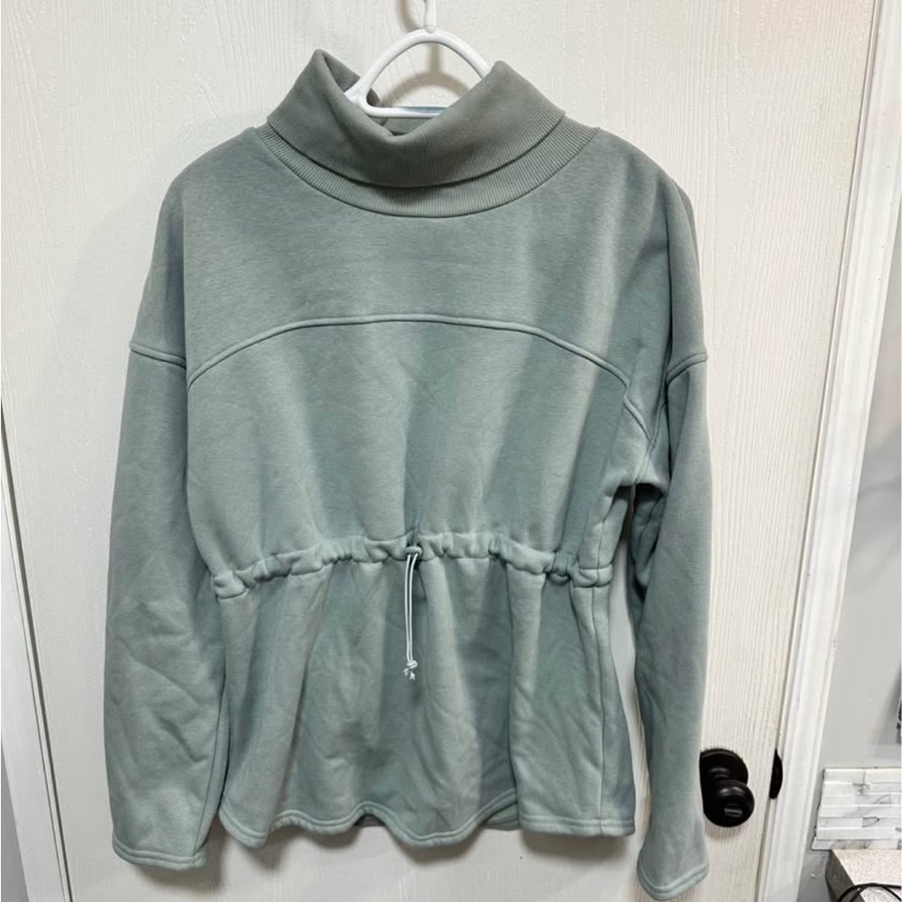 Stylish Green Drawstring Sweatshirt